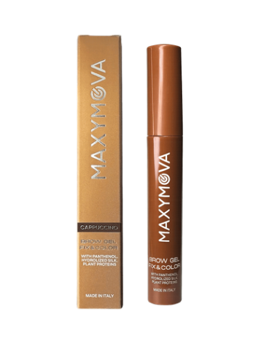 Brow Gel Fix & Go Maxymova Cappuccino | Gel fijador con color para cejas claras